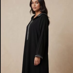 jellaba noire classique broderie Élégante – coupe moderne