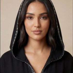 jellaba noire classique broderie Élégante – coupe moderne